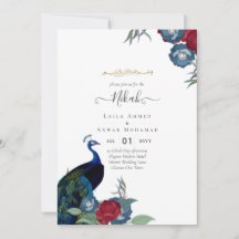 Invitación del Boda islámico NIKAH Peacock Floral