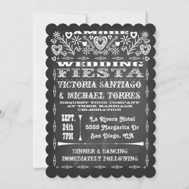 Invitación del Boda mexicano Papel Picado (Anverso)
