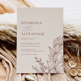 Invitación del Boda minimalista Boho Botanical Ter