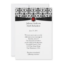 Invitación del Boda Ruby Gemstone blanco negro