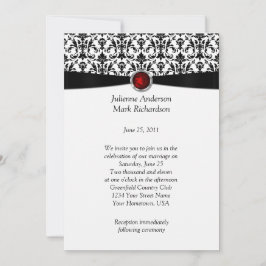 Invitación del Boda Ruby Gemstone blanco negro