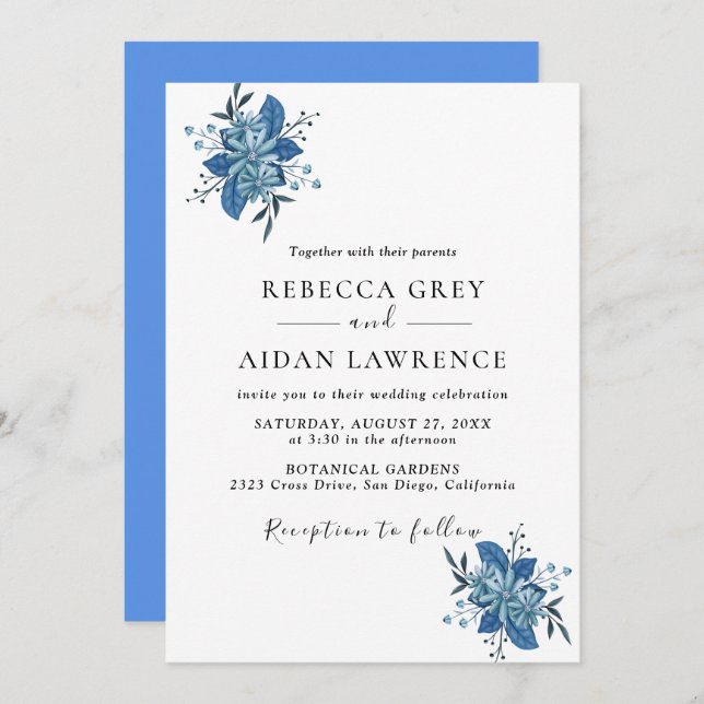 Invitación del Boda rústico botánico Eucalyptus Gr (Anverso / Reverso)