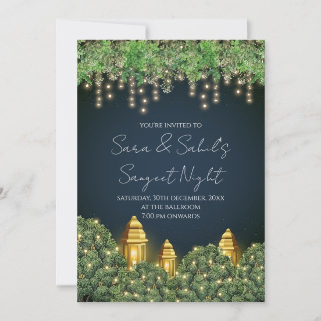 Invitación del boda Sangeet y Sangeet Digital invi (Anverso)