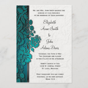 Invitación del Boda Verde azulado del Damasco