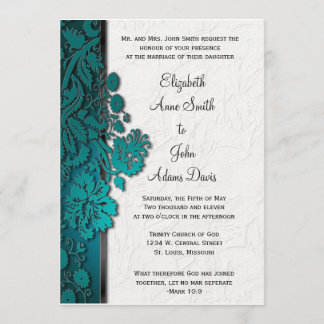 Invitación del Boda Verde azulado del Damasco
