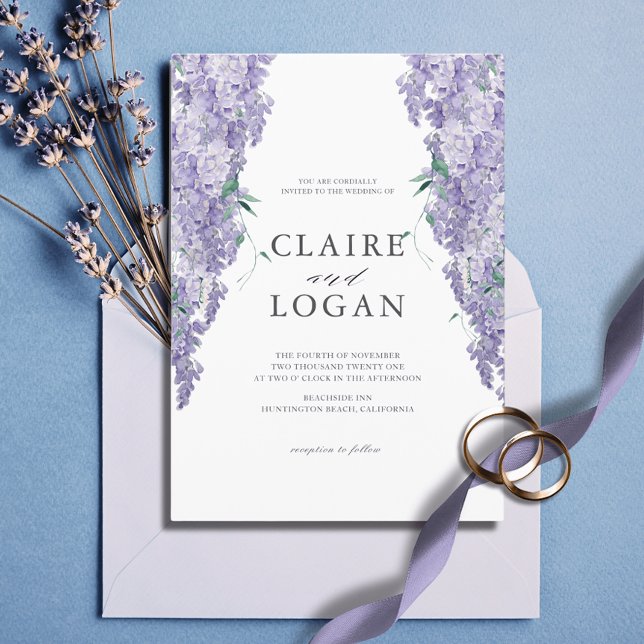 Invitación del Boda Wisteria Dusty Purple Watercol (Subido por el creador)