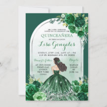 Invitación del Boho Emerald Green Quinceanera