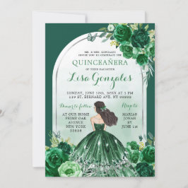 Invitación del Boho Emerald Green Quinceanera