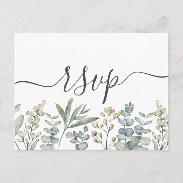 Invitación del Boho Eucalyptus Sage Green & White  (Anverso)