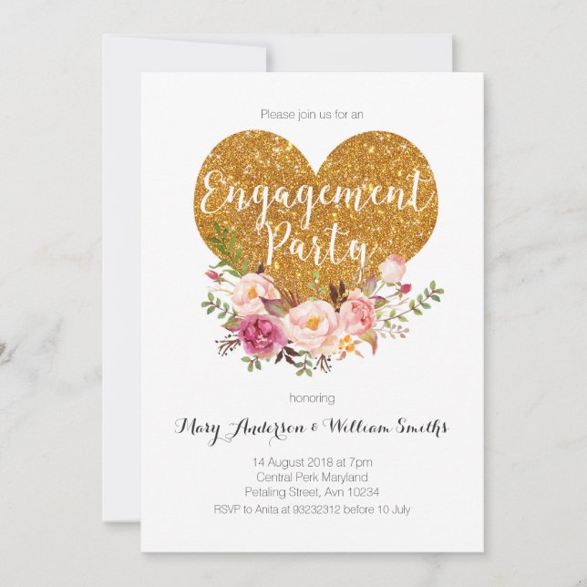 Invitación del Boho Floral Engagement Party (Anverso)