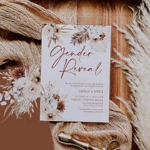 Invitación del Boho para revelar género con pampas