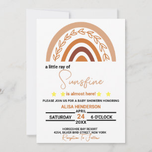 Invitación del Boho Rainbow Baby Shower a Terracot