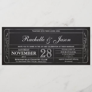 Invitación del boleto de la boda del vintage de la
