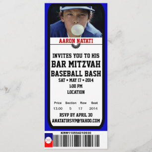 Invitación del boleto de Mitzvah de la barra del