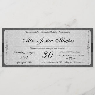 Invitación del boleto del damasco del dulce