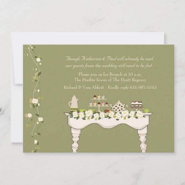 Invitación del brunch de la boda del poste (usted (Anverso)