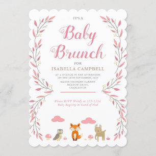 Invitación del brunch del bebé del arbolado
