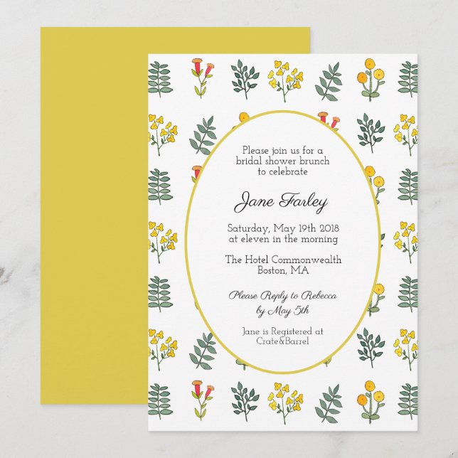 Invitación del brunch del jardín (Anverso / Reverso)