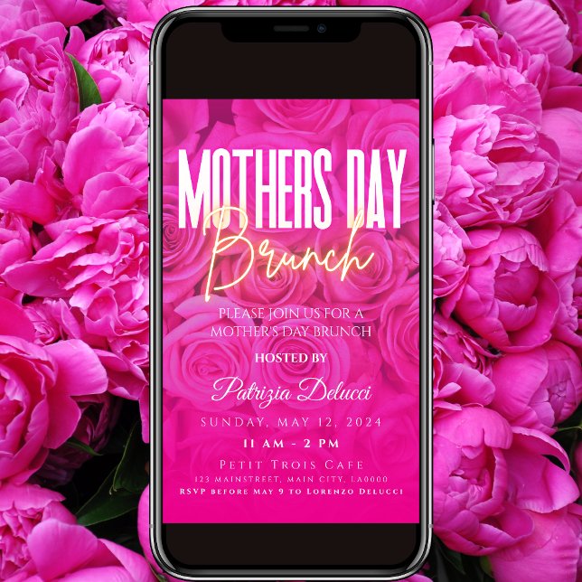 Invitación del brunch neón rosado del día de la ma (Subido por el creador)
