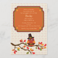 Invitación del búho de la acción de gracias