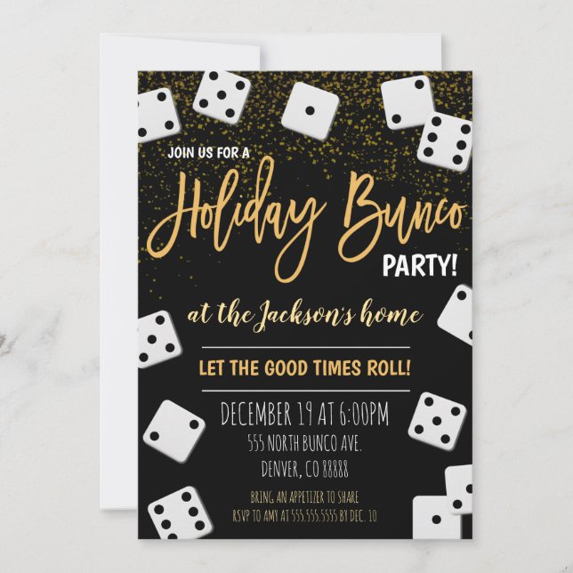 Invitación del Bunco Party New Years (Anverso)