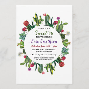 Invitación del cactus de la fiesta de la fiesta de