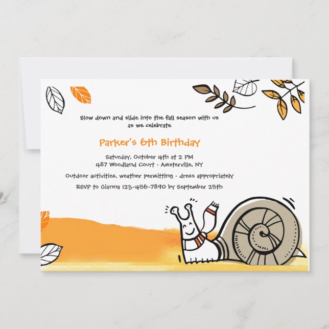 Invitación del caracol del otoño (Anverso)