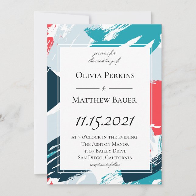 Invitación del Caribe pintada de la boda (Anverso)