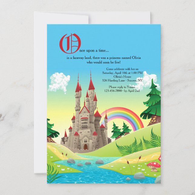 Invitación del castillo del cuento de hadas (Anverso)
