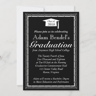 Invitación del certificado de graduación - Negro