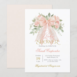 Invitación del Chica Baby Shower de Bow de Peach