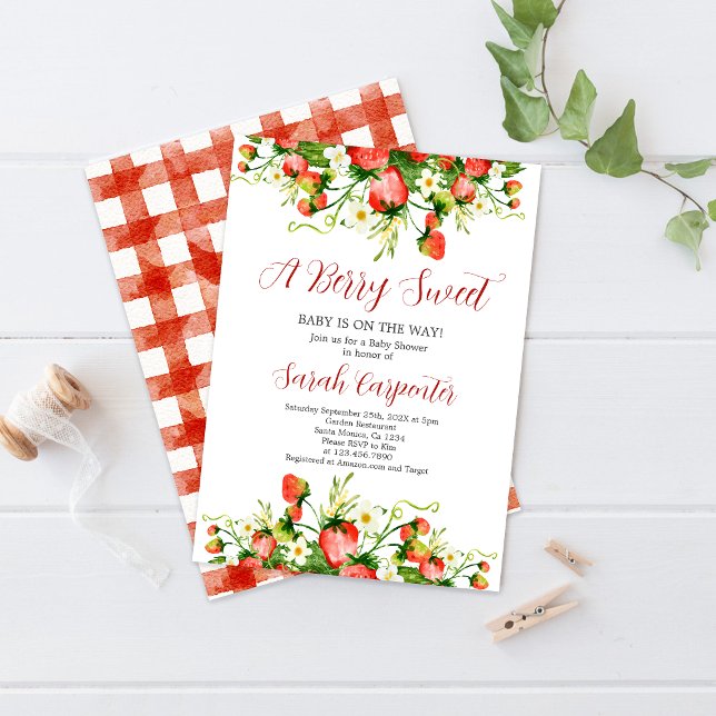 Invitación del Chica Baby Shower de fresa (Subido por el creador)