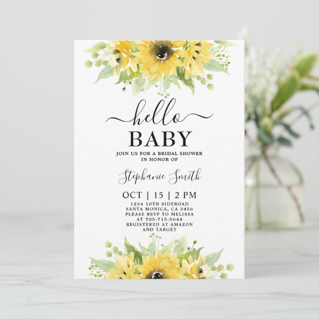 Invitación del Chica Baby Shower de girasol (Anverso de pie)