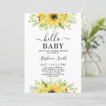 Invitación del Chica Baby Shower de girasol