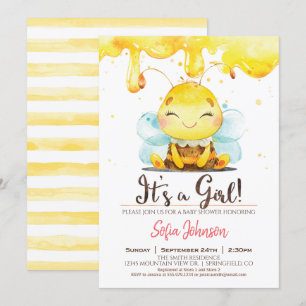 Invitación del Chica Baby Shower de Honey Bee