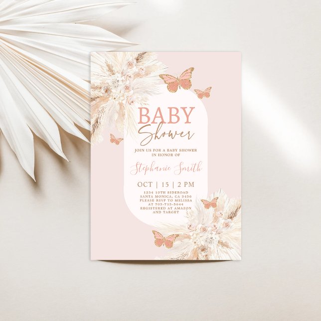 Invitación del Chica Baby Shower de mariposa (Subido por el creador)