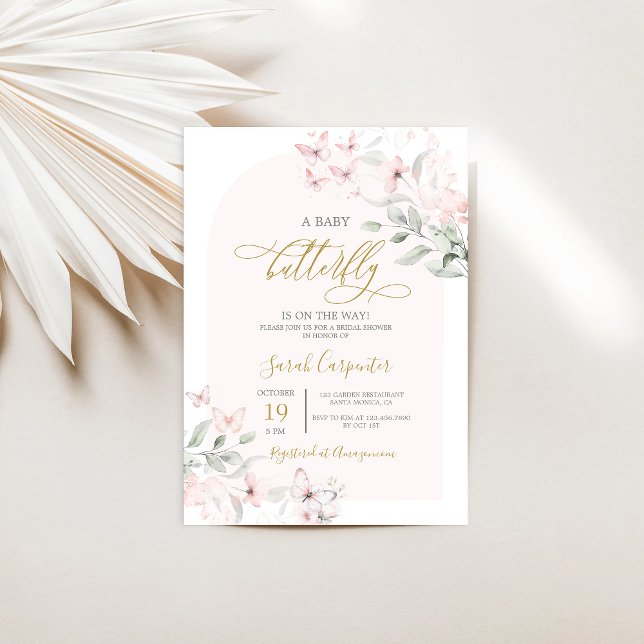 Invitación del Chica Baby Shower de mariposa (Subido por el creador)