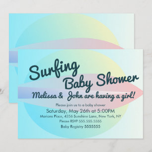 Invitación del Chica Baby Shower Surfing Summer Be