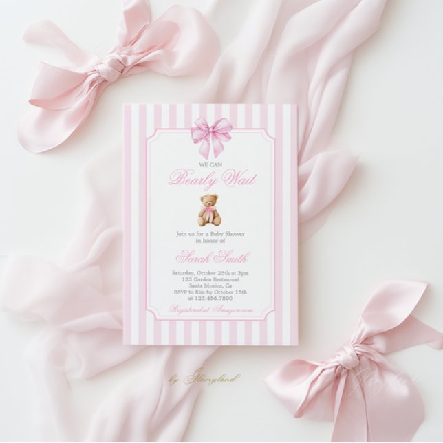Invitación del Chica Baby Shower Teddy Bear (Subido por el creador)