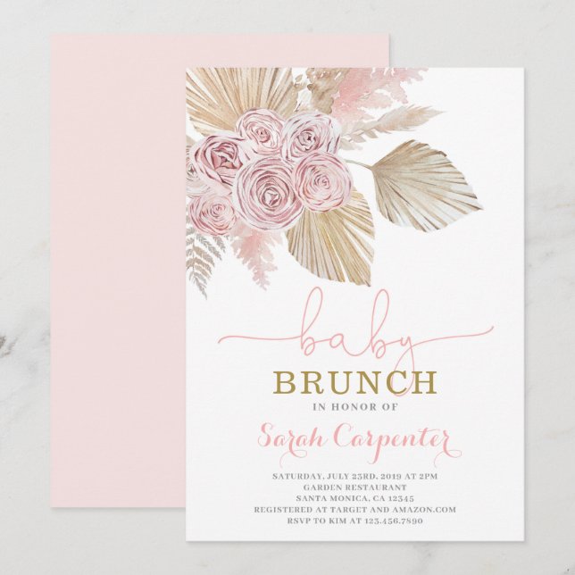 Invitación del chica Boho Desert Baby Shower Brunc (Anverso / Reverso)