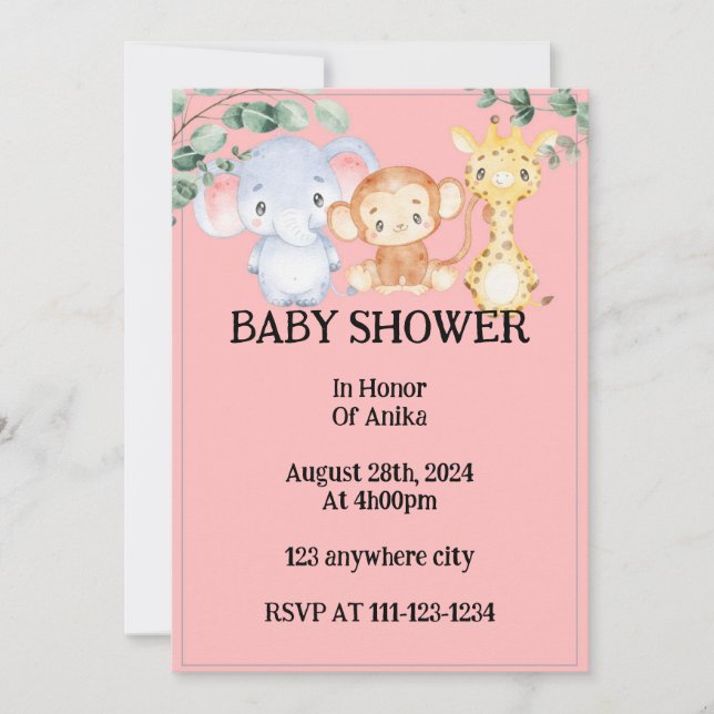 INVITACIÓN DEL CHICA DE BABY SHOWER (Anverso)