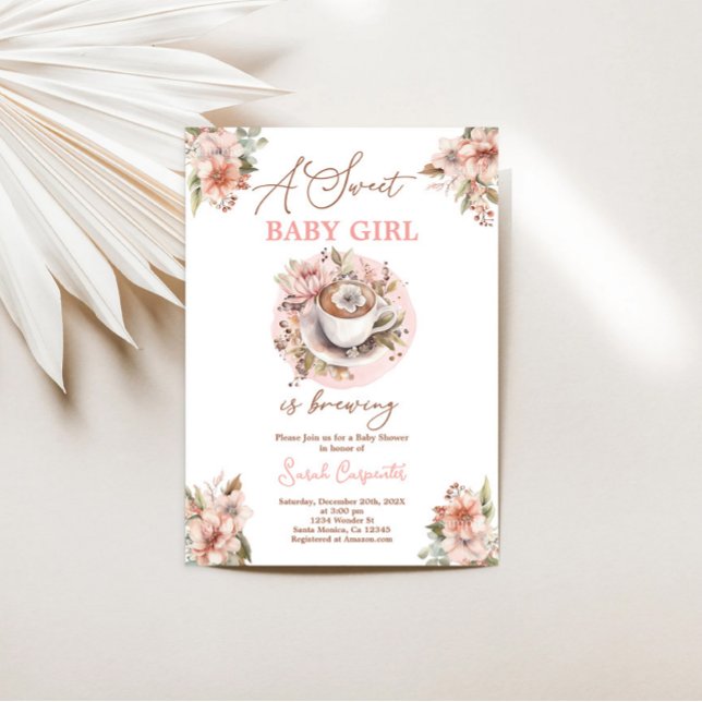 Invitación del Chica de Baby Shower Baby Brewing (Subido por el creador)