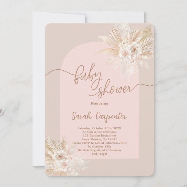 Invitación del Chica de Baby Shower Boho (Anverso)