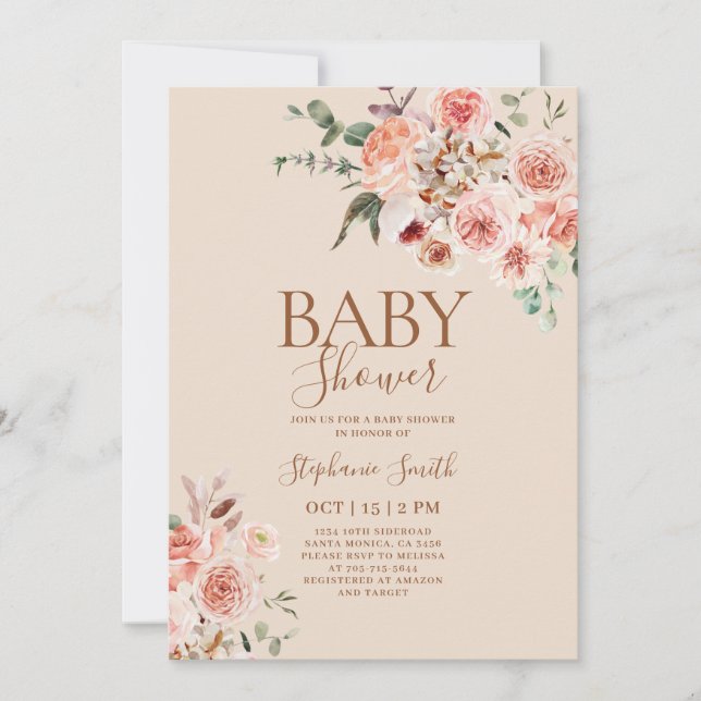 Invitación del Chica de Baby Shower Boho fall (Anverso)