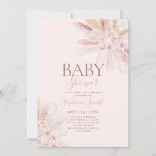Invitación del Chica de Baby Shower Boho Pink Pamp