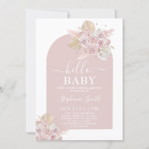 Invitación del Chica de Baby Shower Boho rosa Pamp