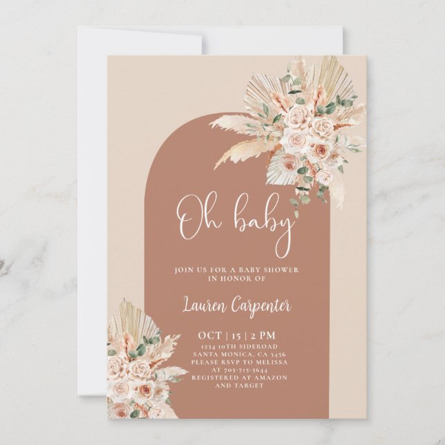 Invitación del Chica de Baby Shower Boho Terracott (Anverso)