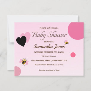 Invitación del Chica de Baby Shower Bumblebee Rosa