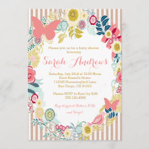 Invitación del Chica de Baby Shower Butterfly Flor