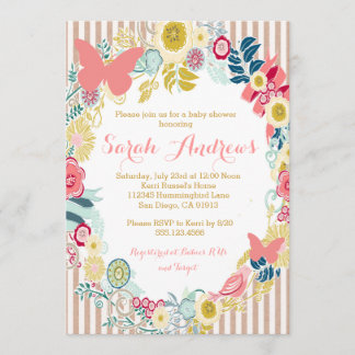 Invitación del Chica de Baby Shower Butterfly Flor
